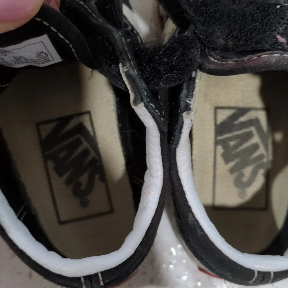 Vans Kids Black and White Velcro Sneakers